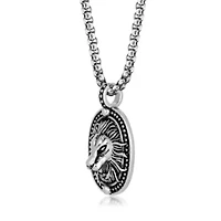 Stainless Steel Lion Pendant with Black Ion Plating