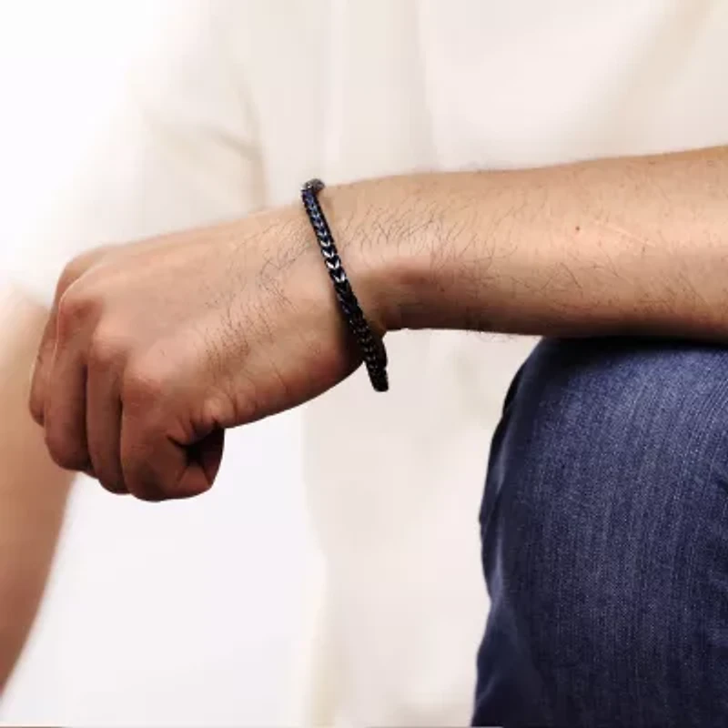 Stainless Steel Bracelet with Blue Ion Plating