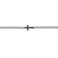 8.5" Stainless Steel Cross Bracelet with Black Ion Plating