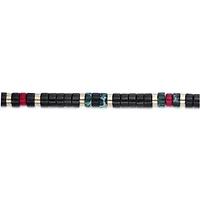 Black, Blue & Red Turquoise Disc Bead Bracelet Goldtone Ion-Plated Stainless Steel