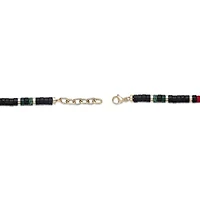 Black, Blue & Red Turquoise Disc Bead Bracelet Goldtone Ion-Plated Stainless Steel