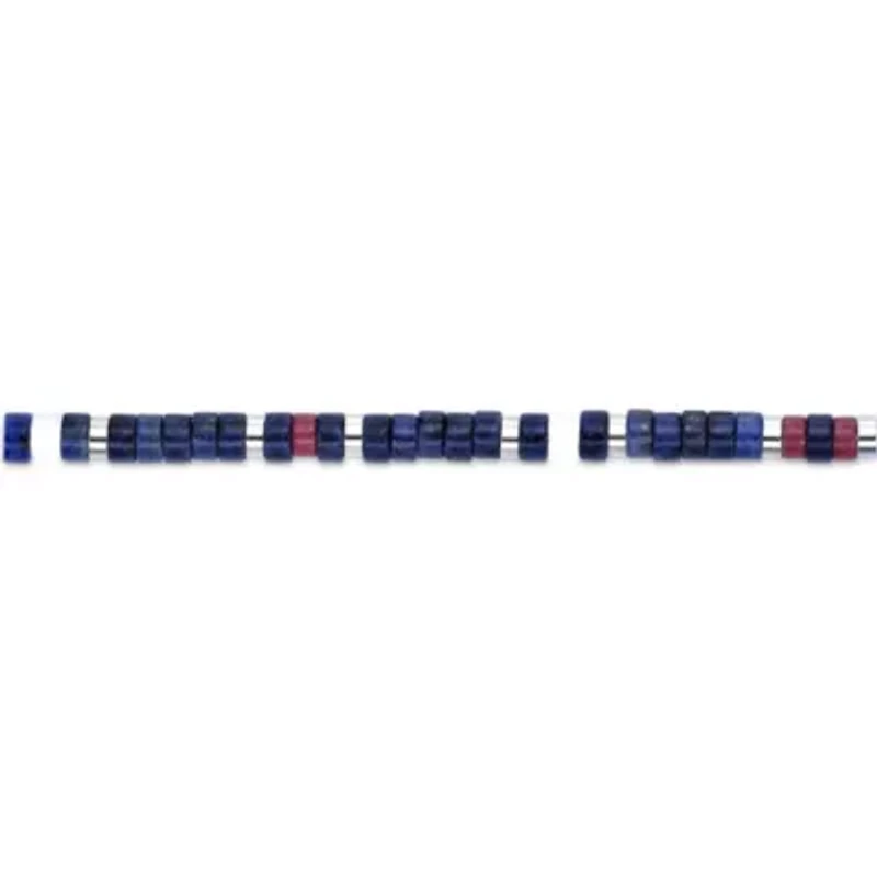 Lapis, Howlite, & Red Stone Stainless Steel Bracelet