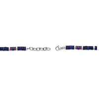 Lapis, Howlite, & Red Stone Stainless Steel Bracelet