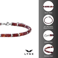 Stainless Steel Bracelet with Red Agate Stone Beads