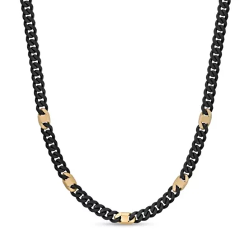 8mm Stainless Steel Matte Cuban and Mariner Link Station Chain Necklace