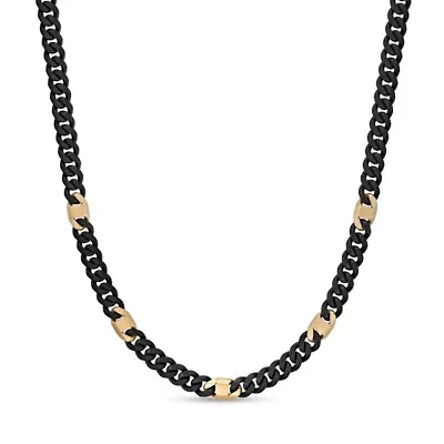 8mm Stainless Steel Matte Cuban and Mariner Link Station Chain Necklace