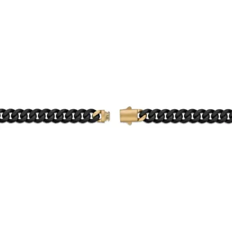 8mm Stainless Steel Matte Cuban and Mariner Link Station Chain Necklace