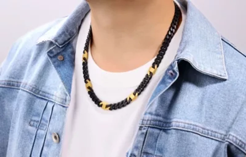8mm Stainless Steel Matte Cuban and Mariner Link Station Chain Necklace