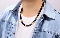 8mm Stainless Steel Matte Cuban and Mariner Link Station Chain Necklace