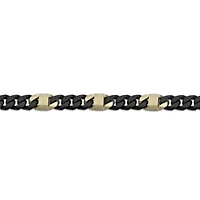 Matte Cuban Chain & Mariner Link Station Bracelet 8mm Black & Goldtone Ion-Plated Stainless Steel