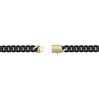 Matte Cuban Chain & Mariner Link Station Bracelet 8mm Black & Goldtone Ion-Plated Stainless Steel