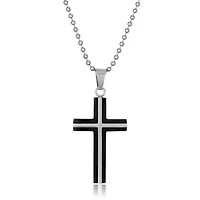 Stainless Steel Cross Pendant with Black Ion Plating
