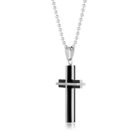 Stainless Steel Cross Pendant with Black Ion Plating