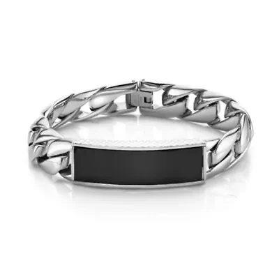 Stainless Steel Onyx ID Bracelet