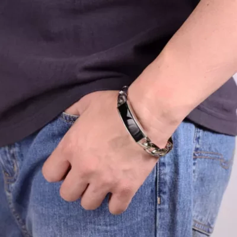 Stainless Steel Onyx ID Bracelet