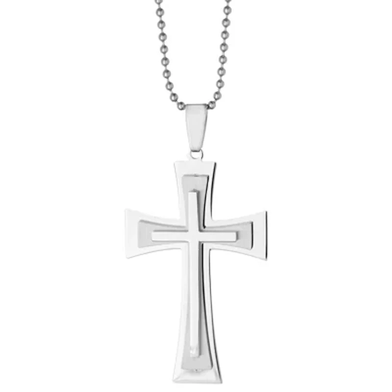 Stainless Steel Layered Cross Pendant