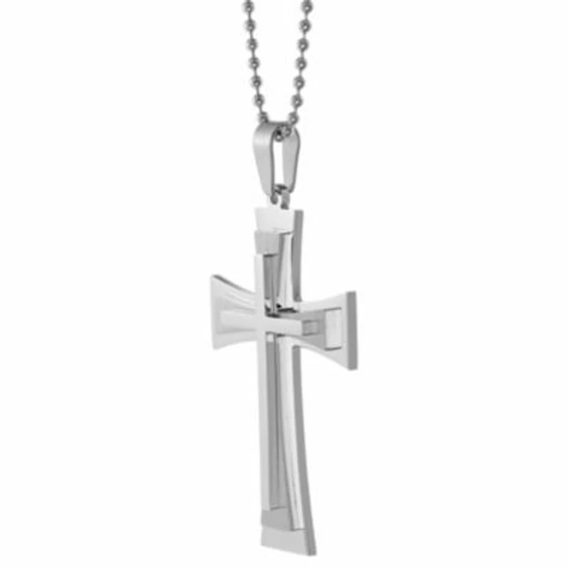 Stainless Steel Layered Cross Pendant