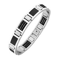 Stainless Steel Bracelet with Carbon Fiber and Black Ion Plating Cable Inlay