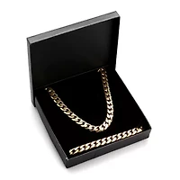 Yellow Ion-Plated Stainless Steel Curb Chain Necklace & Bracelet Set