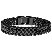 Black Ion-Plated Stainless Steel Wheat Chain Bracelet