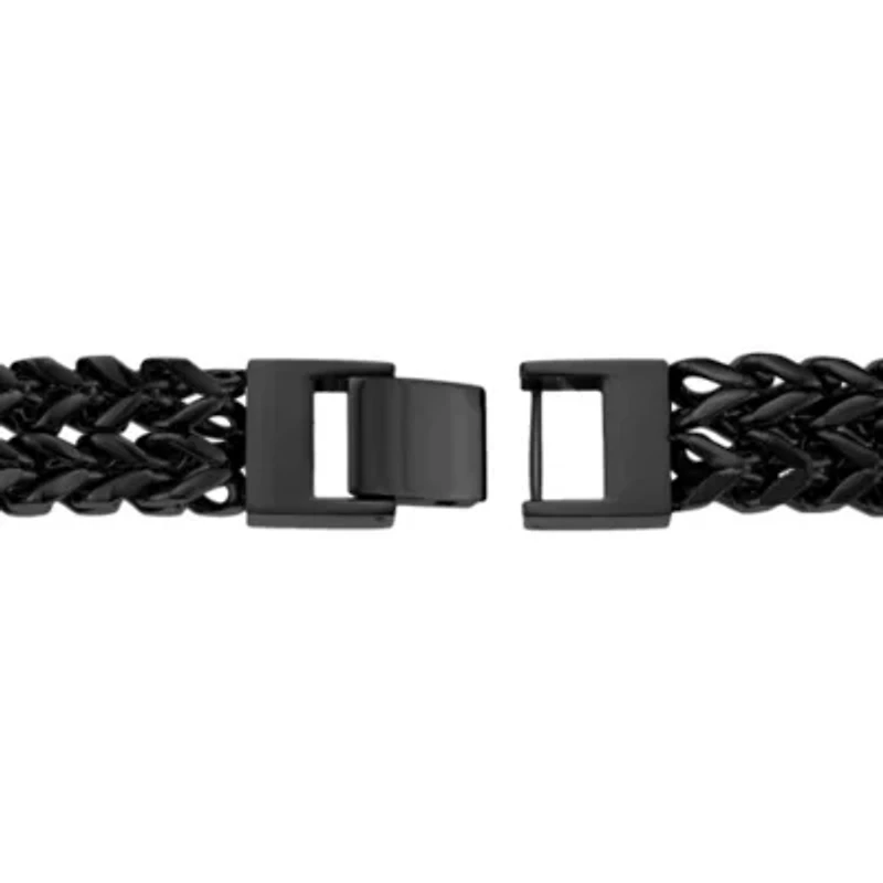 Black Ion-Plated Stainless Steel Wheat Chain Bracelet