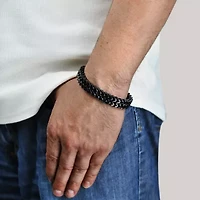 Black Ion-Plated Stainless Steel Wheat Chain Bracelet