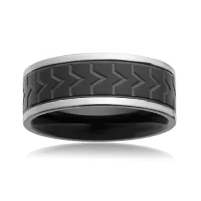 Men's Stainless Steel Ring with Black Plating