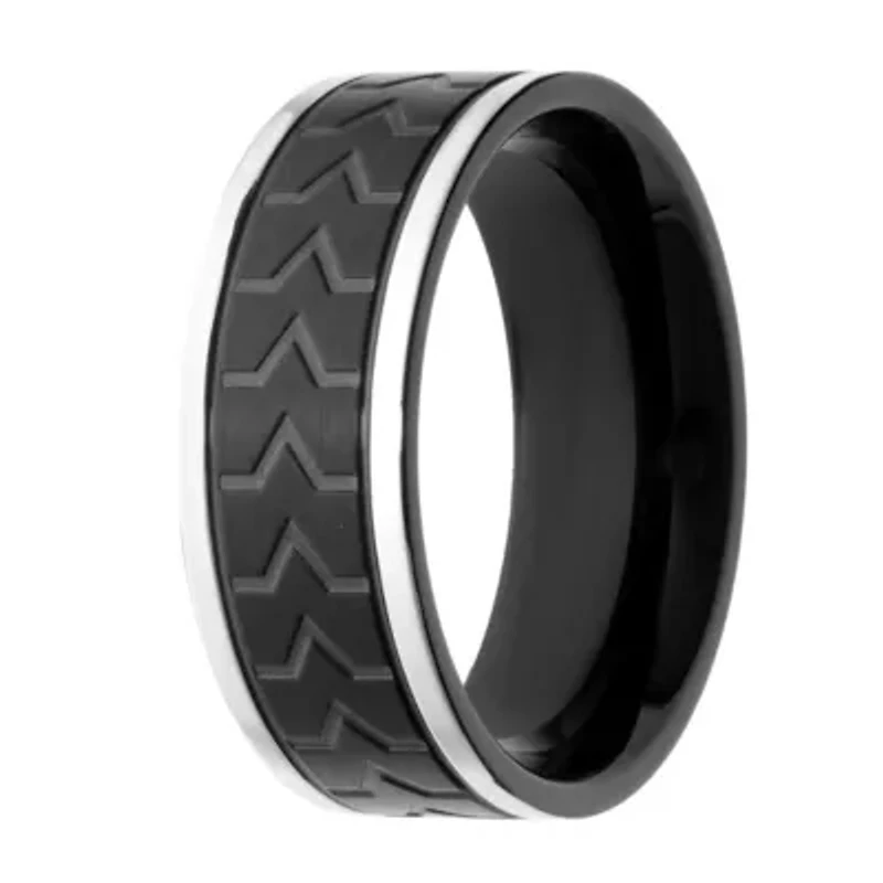 Men's Stainless Steel Ring with Black Plating
