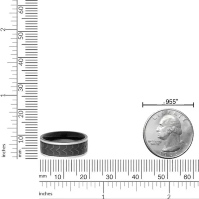 Men's Stainless Steel Ring with Black Plating