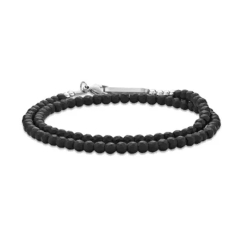 Stainless Steel Bracelet with Hematite Beads