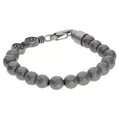 Stainless Steel Bracelet with Hematite Beads