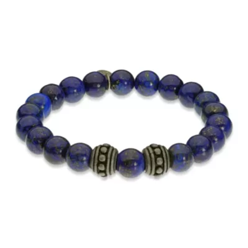 Stainless Steel and Lapis Bead Bracelet