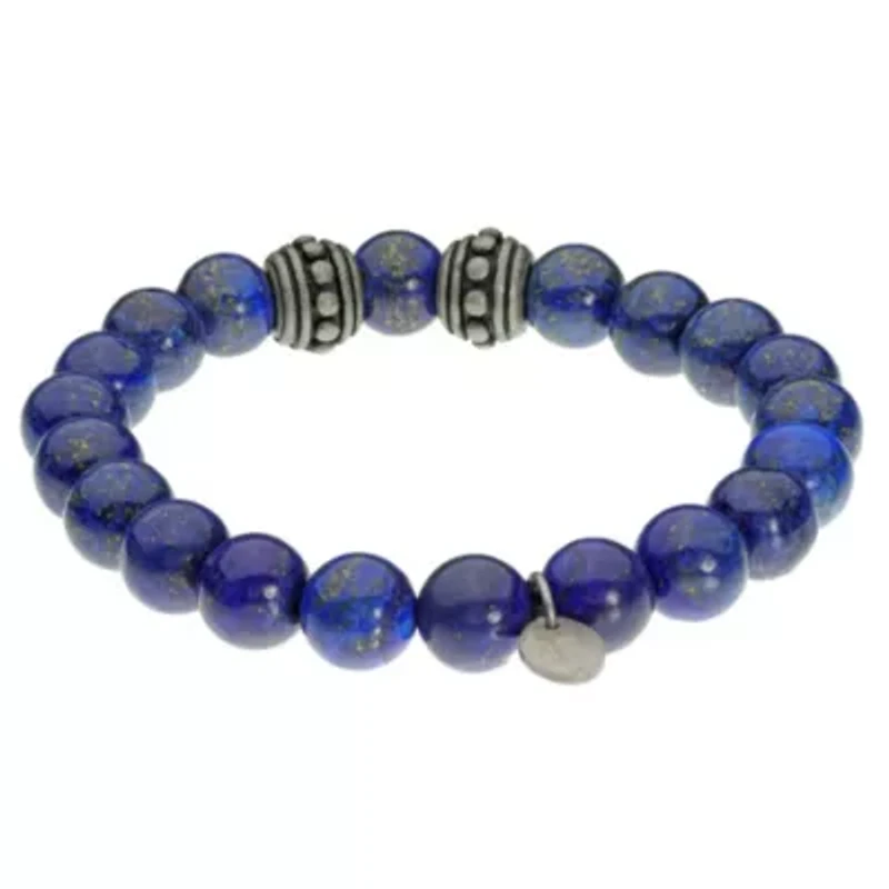 Stainless Steel and Lapis Bead Bracelet