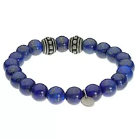 Stainless Steel and Lapis Bead Bracelet