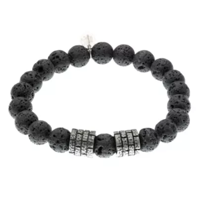 Stainless Steel and Lava Bead Bracelet