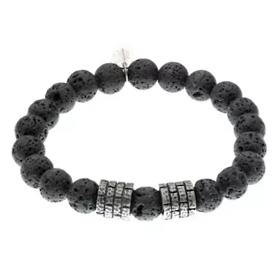 Stainless Steel and Lava Bead Bracelet