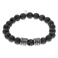 Stainless Steel and Lava Bead Bracelet
