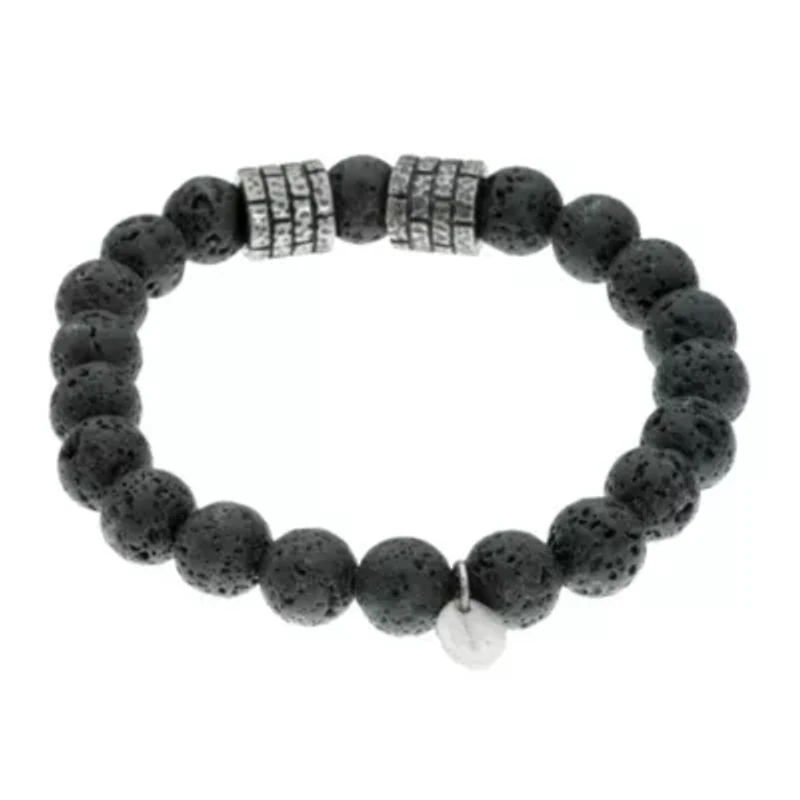 Stainless Steel and Lava Bead Bracelet