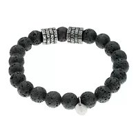 Stainless Steel and Lava Bead Bracelet