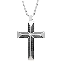 Stainless Steel Cross Pendant with Carbon Fiber
