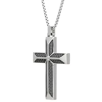 Stainless Steel Cross Pendant with Carbon Fiber