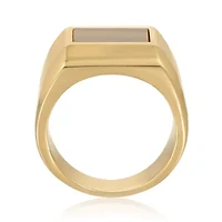 Goldtone Ion Plated Stainless Steel Tiger Eye Ring