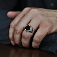 Stainless Steel Black Onyx Ring