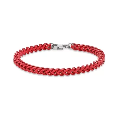 Stainless Steel Red Acrylic Franco Chain Bracelet