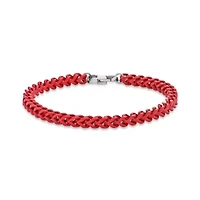 Stainless Steel Red Acrylic Franco Chain Bracelet