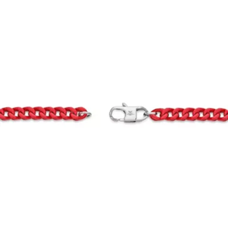 Stainless Steel Red Acrylic Franco Chain Bracelet