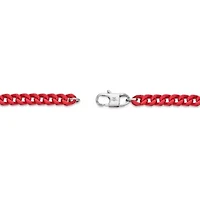 Stainless Steel Red Acrylic Franco Chain Bracelet