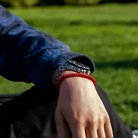 Stainless Steel Red Acrylic Franco Chain Bracelet