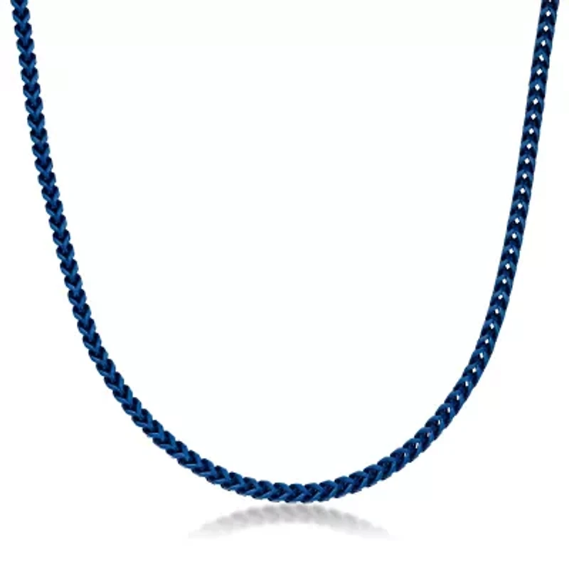 5mm Blue Acrylic Coated Stainless Steel Franco Necklace