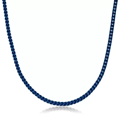 5mm Blue Acrylic Coated Stainless Steel Franco Necklace